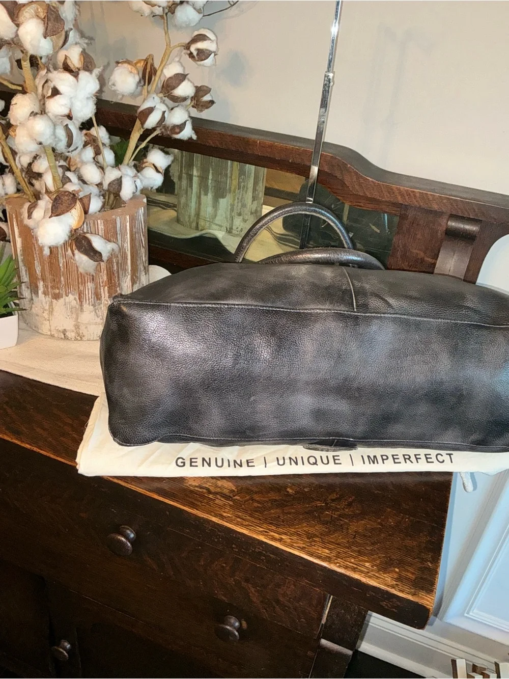 NWOT Bed Stu Leather Rockaway Shoulder Bag Crossbody Tote Black Rustic MSRP $345